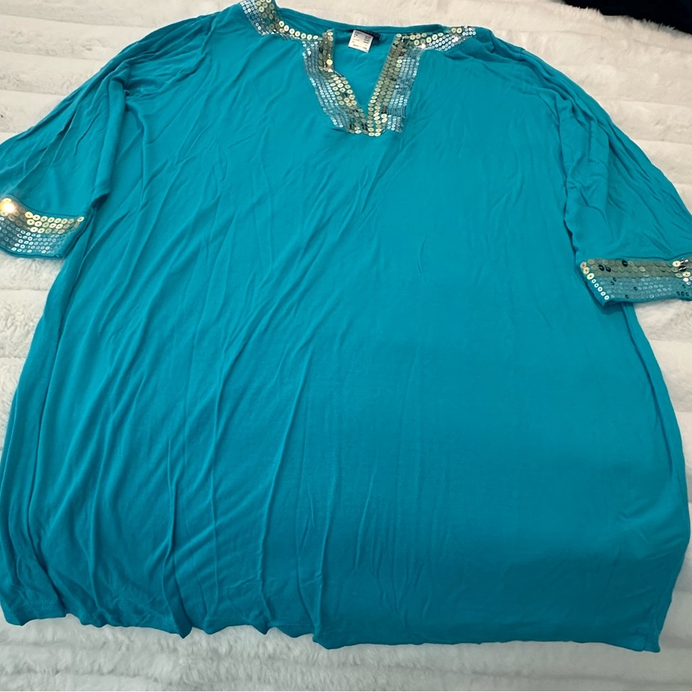 VENUS Teal Sequin-Embellished Swim Coverup